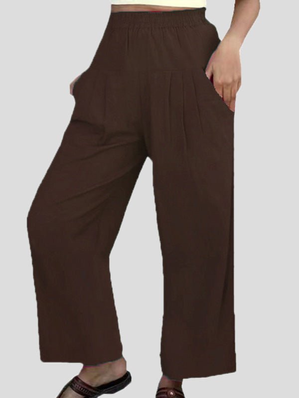 Women's Pants Casual Solid High Waist Wide Leg Pants - Pants - Instastyled | Online Fashion Free Shipping Clothing, Dresses, Tops, Shoes - 04/07/2022 - 20-30 - Bottoms