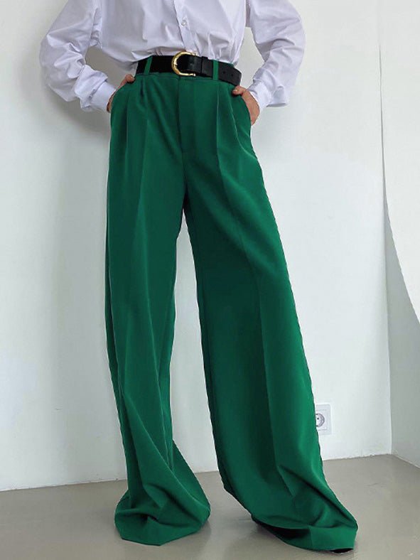 Women's Pants Casual Solid High Waist Wide Leg Pants - Pants - Instastyled | Online Fashion Free Shipping Clothing, Dresses, Tops, Shoes - 30-40 - 30/08/2022 - bottoms