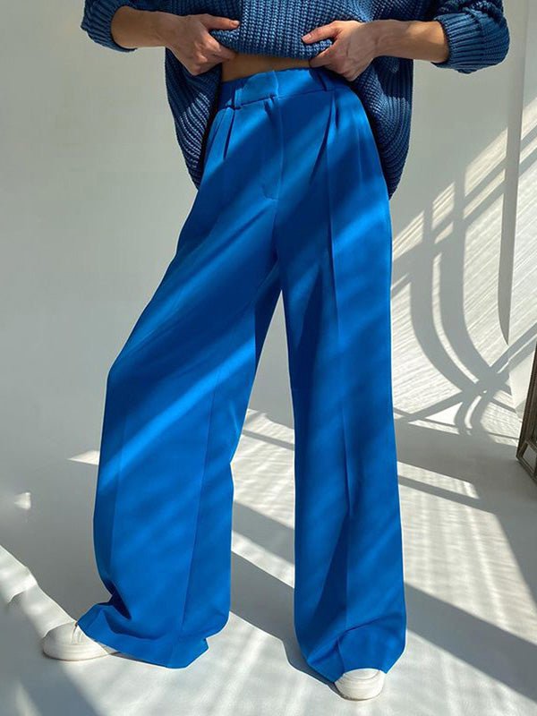 Women's Pants Casual Solid High Waist Wide Leg Pants - Pants - Instastyled | Online Fashion Free Shipping Clothing, Dresses, Tops, Shoes - 30-40 - 30/08/2022 - bottoms