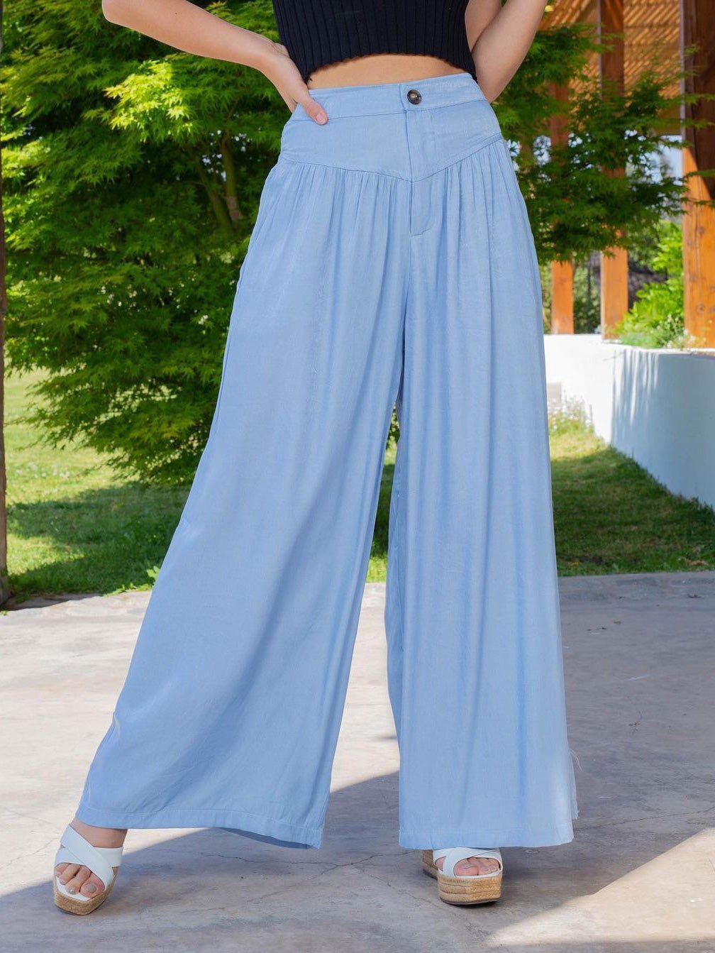 Women's Pants Casual Solid Pocket Wide Leg Pants - Pants - Instastyled | Online Fashion Free Shipping Clothing, Dresses, Tops, Shoes - 02/09/2022 - Bottoms - color-blue