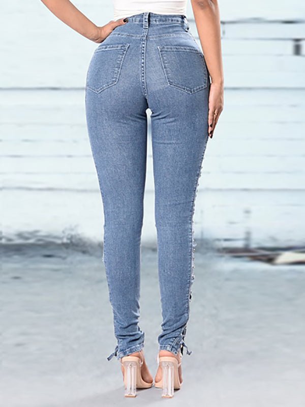 Women's Pants Denim Sexy Cross Strap Jeans - Jeans - Instastyled | Online Fashion Free Shipping Clothing, Dresses, Tops, Shoes - 9/11/2022 - Bottoms - Color_Blue