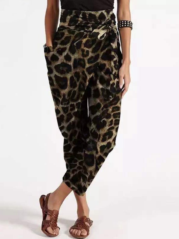 Women's Pants Elastic Waist Leopard Print Irregular Casual Pants - Pants - Instastyled | Online Fashion Free Shipping Clothing, Dresses, Tops, Shoes - 09/02/2022 - 20-30 - Bottoms