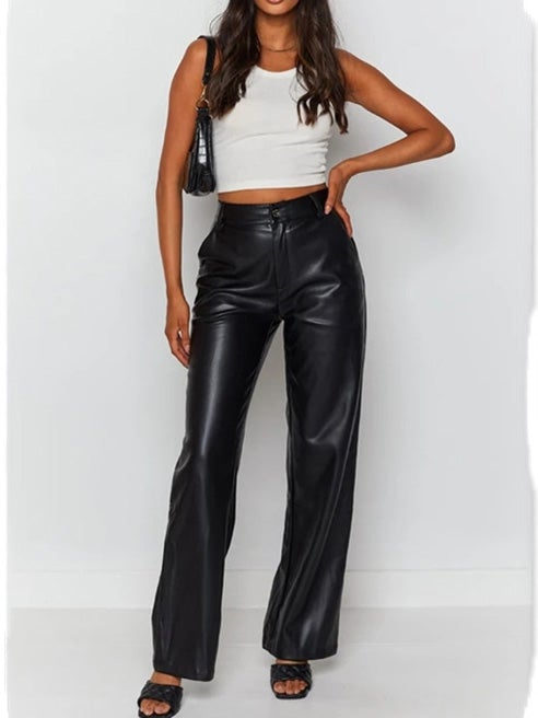 Women's Pants Fashion Pocket Stretch PU Leather Pants - Pants - Instastyled | Online Fashion Free Shipping Clothing, Dresses, Tops, Shoes - 31/12/2021 - 40-50 - Bottoms