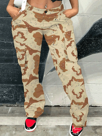 Women's Pants High Waist Pocket Camo Cargo Pants - Pants - Instastyled | Online Fashion Free Shipping Clothing, Dresses, Tops, Shoes - 13/09/2022 - 30-40 - bottoms