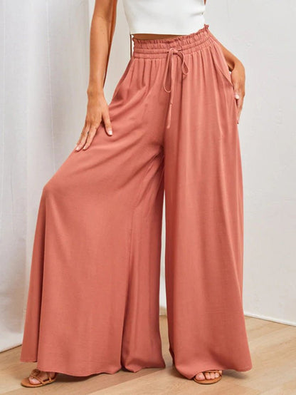 Women's Pants Loose Elastic Waist Pocket Wide Leg Pants - Pants - Instastyled | Online Fashion Free Shipping Clothing, Dresses, Tops, Shoes - 16/05/2022 - 30-40 - Bottoms