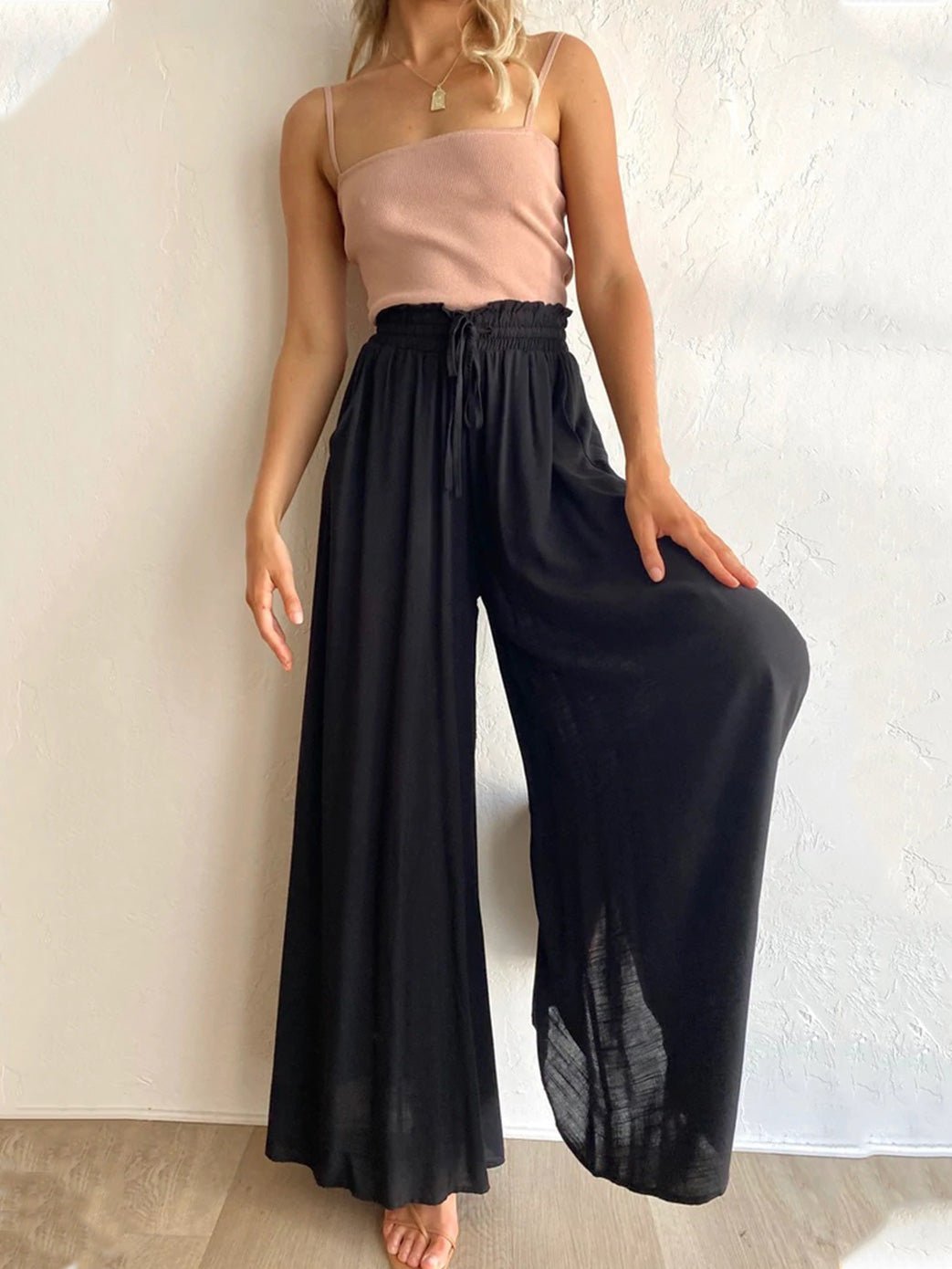 Women's Pants Loose Elastic Waist Pocket Wide Leg Pants - Pants - Instastyled | Online Fashion Free Shipping Clothing, Dresses, Tops, Shoes - 16/05/2022 - 30-40 - Bottoms