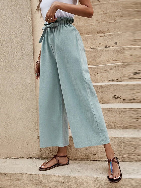Women's Pants Loose Elastic Waist Tie Wide Leg Pants - Pants - Instastyled | Online Fashion Free Shipping Clothing, Dresses, Tops, Shoes - 20-30 - 21/06/2022 - Bottoms
