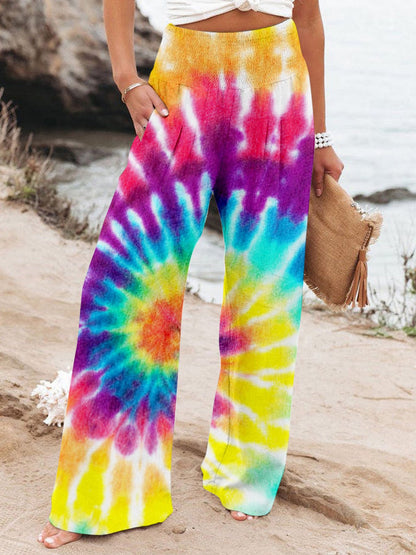 Women's Pants Loose High Waist Tie Dye Print Wide Leg Pants - Pants - Instastyled | Online Fashion Free Shipping Clothing, Dresses, Tops, Shoes - 11/05/2022 - 20-30 - Bottoms