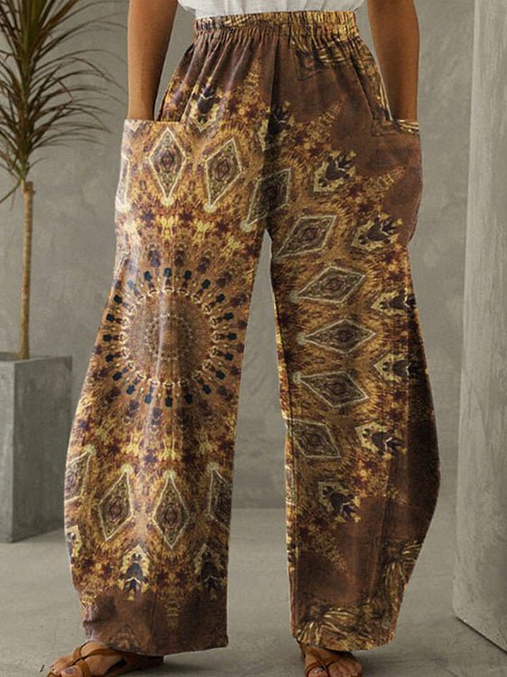 Women's Pants Loose Printed High Waist Pocket Wide Leg Pants - Pants - Instastyled | Online Fashion Free Shipping Clothing, Dresses, Tops, Shoes - 10/08/2022 - Bottoms - Color_Black