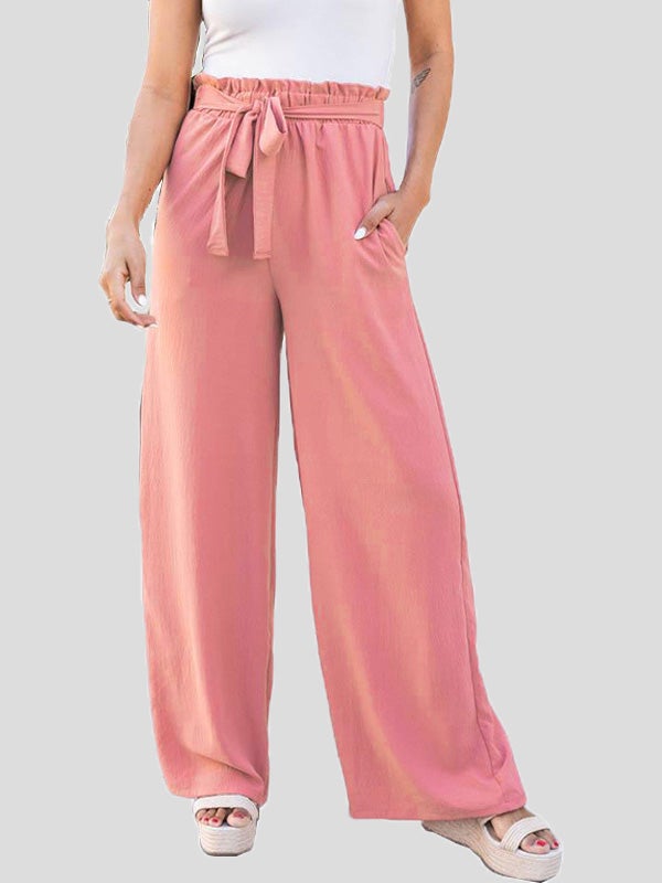 Women's Pants Loose Solid High Waist Belted Wide Leg Flared Pants - Pants - Instastyled | Online Fashion Free Shipping Clothing, Dresses, Tops, Shoes - 13/01/2022 - 20-30 - Bottoms