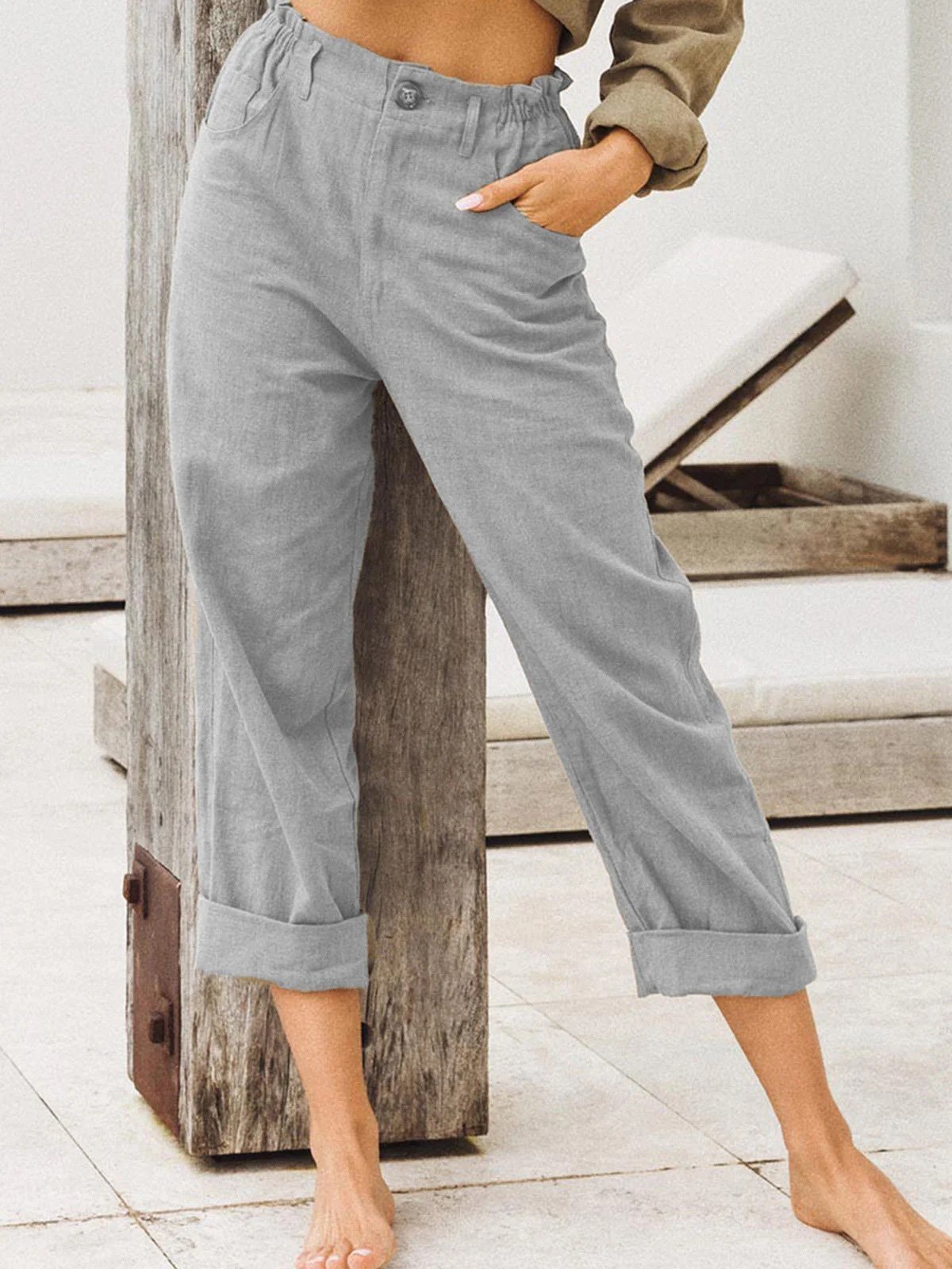 Women's Pants Loose Solid Pocket High Waist Casual Pants - Pants - INS | Online Fashion Free Shipping Clothing, Dresses, Tops, Shoes - 10-20 - 26/09/2021 - Bottom