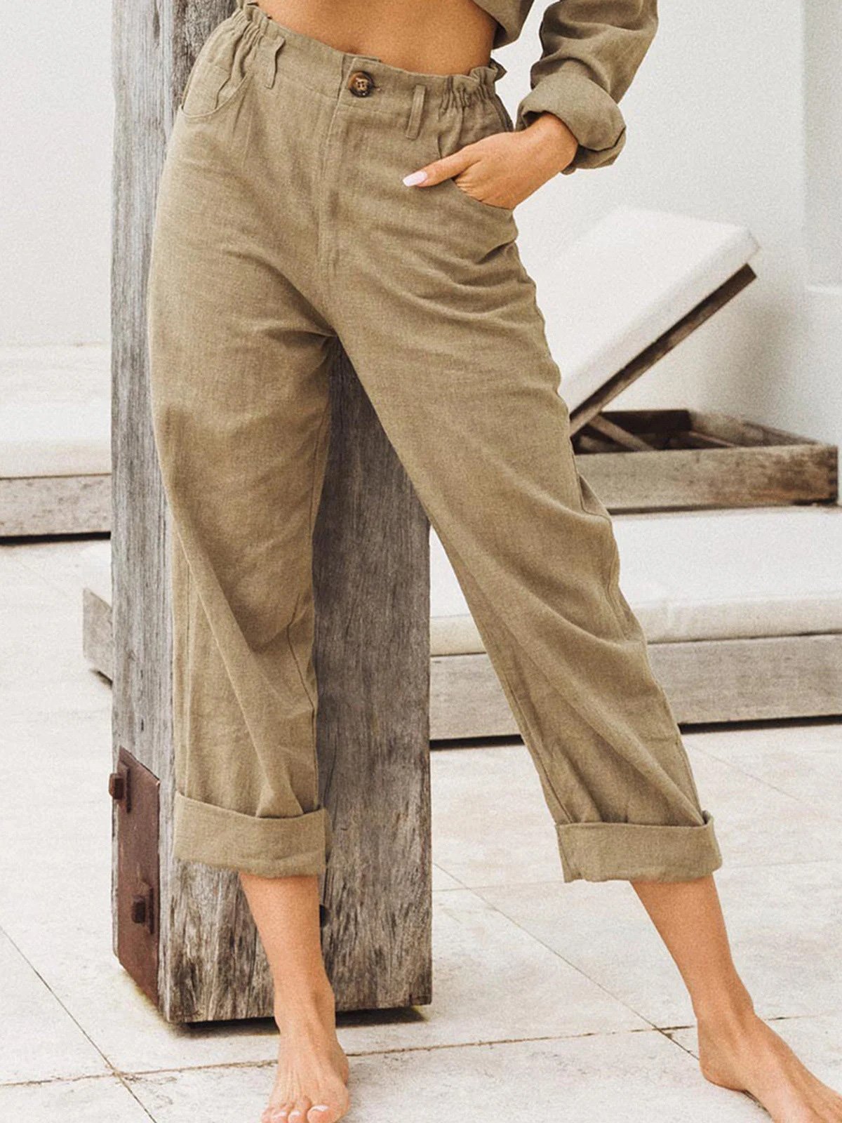 Women's Pants Loose Solid Pocket High Waist Casual Pants - Pants - INS | Online Fashion Free Shipping Clothing, Dresses, Tops, Shoes - 10-20 - 26/09/2021 - Bottom