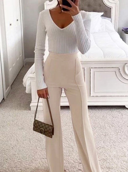 Women's Pants OL Commuter Slim Stretch Suit Wide Leg Pants - Pants - Instastyled | Online Fashion Free Shipping Clothing, Dresses, Tops, Shoes - 11/01/2022 - 40-50 - Bottoms