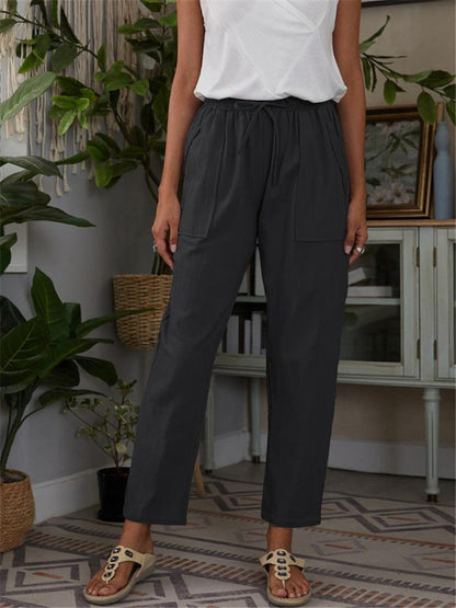 Women's Pants Pocket Elastic Waist Cotton And Linen Casual Pants - Pants - INS | Online Fashion Free Shipping Clothing, Dresses, Tops, Shoes - 10-20 - 26/09/2021 - Bottom