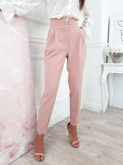 Women's Pants Solid Button High Waist Pocket Slim Skinny Pants - Pants - Instastyled | Online Fashion Free Shipping Clothing, Dresses, Tops, Shoes - 04/07/2022 - 20-30 - Bottoms