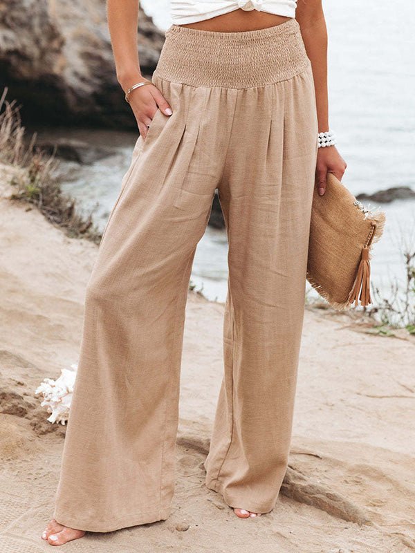 Women's Pants Solid Casual High Waist Wide Leg Pants - Pants - Instastyled | Online Fashion Free Shipping Clothing, Dresses, Tops, Shoes - 25/02/2022 - 30-40 - Bottoms