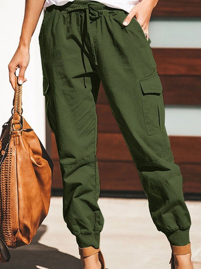 Women's Pants Solid Casual Pocket Belted Cargo Pants - Pants - Instastyled | Online Fashion Free Shipping Clothing, Dresses, Tops, Shoes - 20/06/2022 - 30-40 - Bottoms