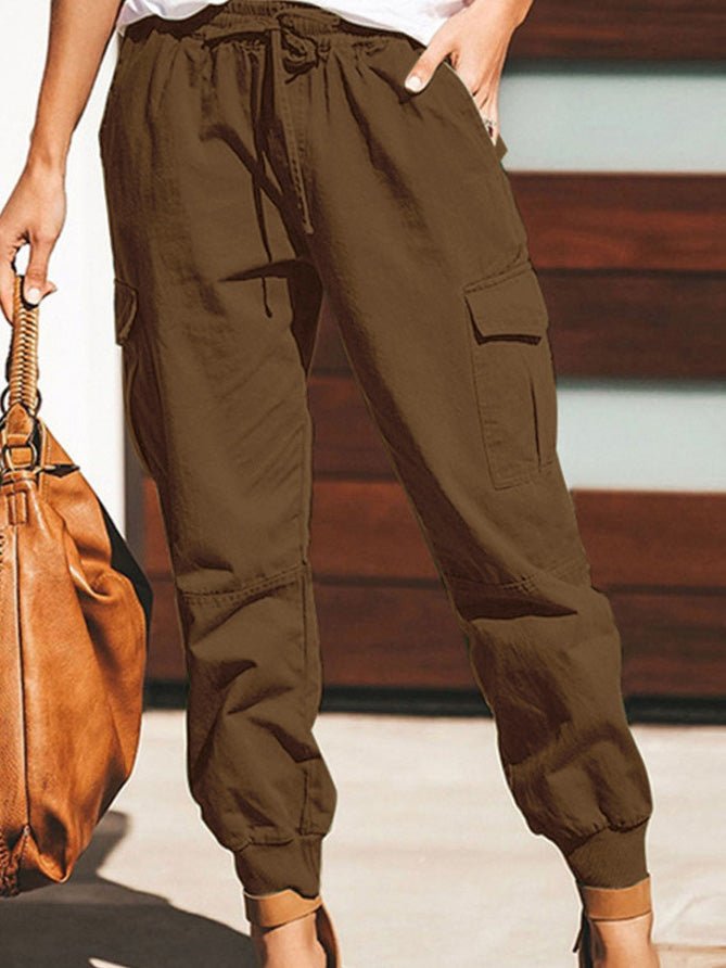 Women's Pants Solid Casual Pocket Belted Cargo Pants - Pants - Instastyled | Online Fashion Free Shipping Clothing, Dresses, Tops, Shoes - 20/06/2022 - 30-40 - Bottoms