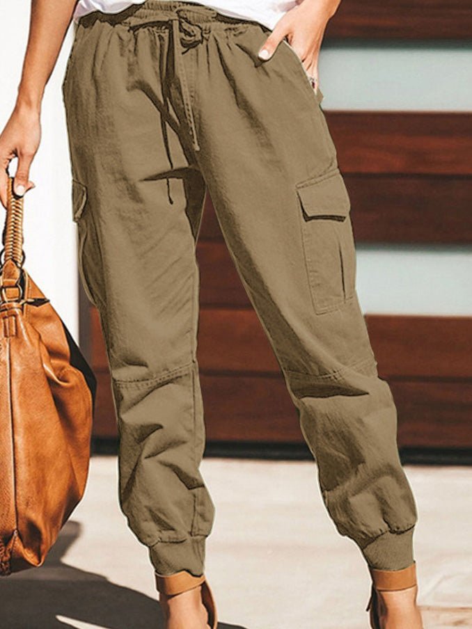 Women's Pants Solid Casual Pocket Belted Cargo Pants - Pants - Instastyled | Online Fashion Free Shipping Clothing, Dresses, Tops, Shoes - 20/06/2022 - 30-40 - Bottoms