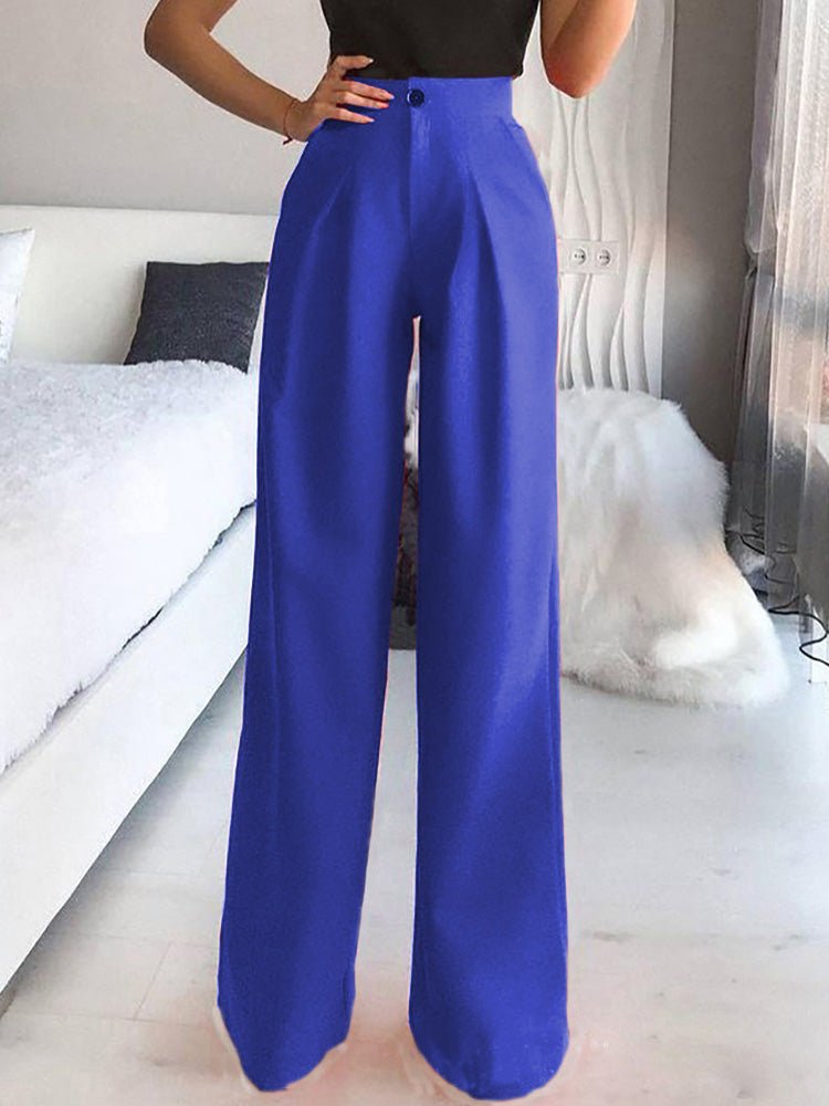 Women's Pants Solid Casual Straight Wide Leg Pants - Pants - Instastyled | Online Fashion Free Shipping Clothing, Dresses, Tops, Shoes - 20-30 - 23/05/2022 - Bottoms