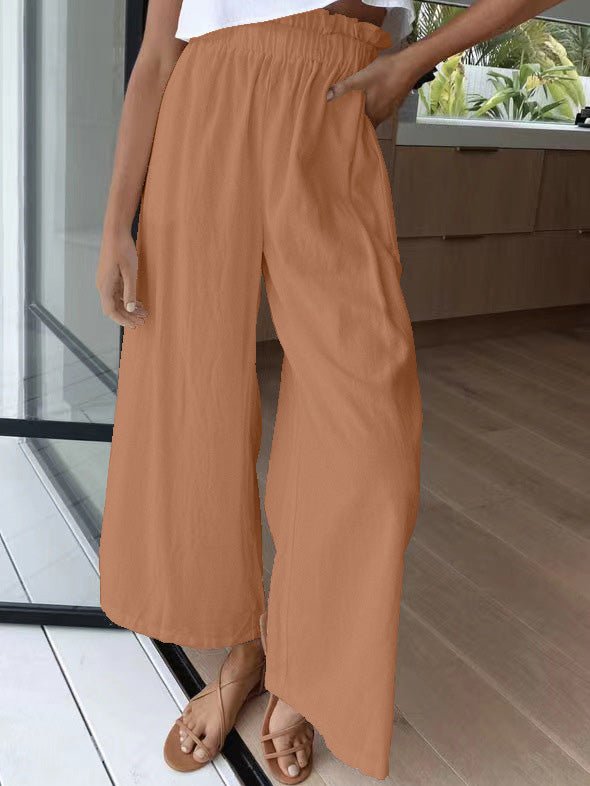 Women's Pants Solid Elastic High Waist Wide Leg Pants - Pants - Instastyled | Online Fashion Free Shipping Clothing, Dresses, Tops, Shoes - 09/03/2022 - 30-40 - Bottoms