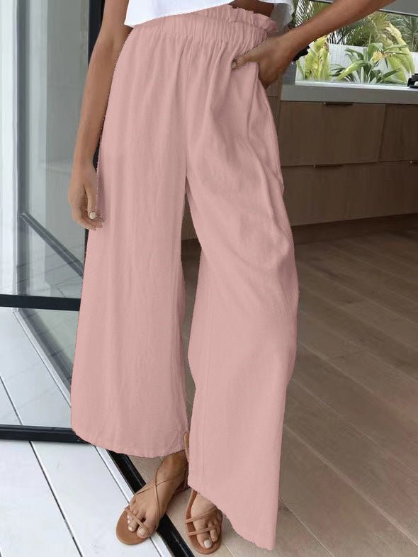 Women's Pants Solid Elastic High Waist Wide Leg Pants - Pants - Instastyled | Online Fashion Free Shipping Clothing, Dresses, Tops, Shoes - 09/03/2022 - 30-40 - Bottoms