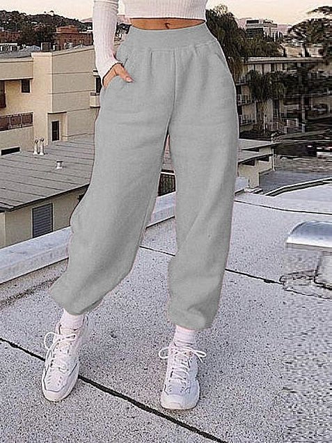 Women's Pants Solid Elastic Waist Pocket Track Pants - Pants - Instastyled | Online Fashion Free Shipping Clothing, Dresses, Tops, Shoes - 20-30 - 29/07/2022 - bottoms