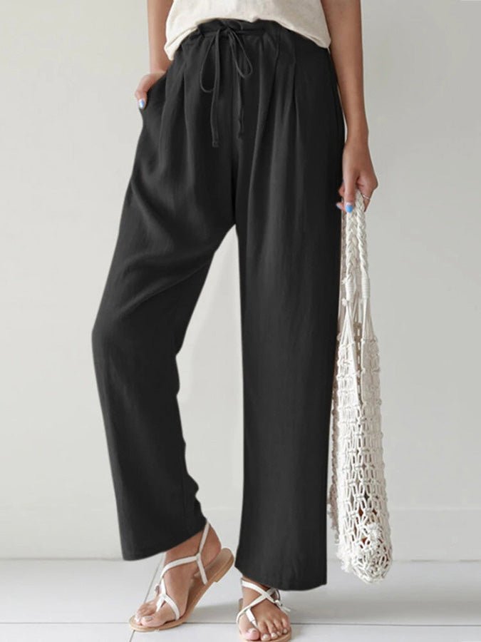 Women's Pants Solid Elastic Waist Wide Leg Pants - Pants - Instastyled | Online Fashion Free Shipping Clothing, Dresses, Tops, Shoes - 07/06/2022 - Bottoms - Color_Black