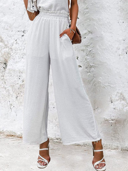 Women's Pants Solid High Waist Loose Wide Leg Pants - Pants - Instastyled | Online Fashion Free Shipping Clothing, Dresses, Tops, Shoes - 12/07/2022 - Bottoms - Color_Blue