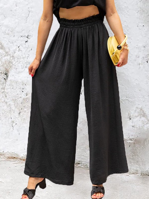 Women's Pants Solid High Waist Loose Wide Leg Pants - Pants - Instastyled | Online Fashion Free Shipping Clothing, Dresses, Tops, Shoes - 12/07/2022 - Bottoms - Color_Blue