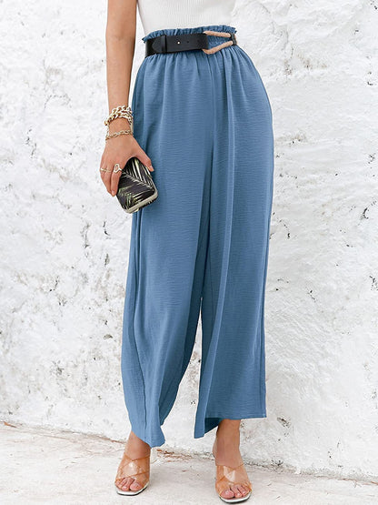 Women's Pants Solid High Waist Loose Wide Leg Pants - Pants - Instastyled | Online Fashion Free Shipping Clothing, Dresses, Tops, Shoes - 12/07/2022 - Bottoms - Color_Blue