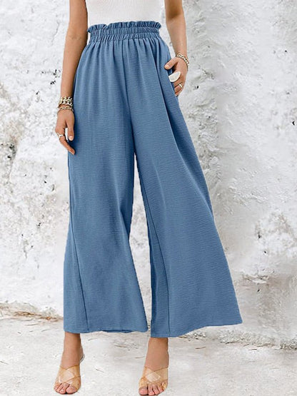 Women's Pants Solid High Waist Loose Wide Leg Pants - Pants - Instastyled | Online Fashion Free Shipping Clothing, Dresses, Tops, Shoes - 12/07/2022 - Bottoms - Color_Blue