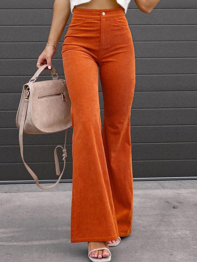 Women's Pants Solid High Waist Micro Flared Casual Pants - Pants - Instastyled | Online Fashion Free Shipping Clothing, Dresses, Tops, Shoes - 17/09/2022 - 30-40 - bottoms