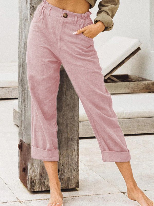 Women's Pants Solid High Waist Pocket Casual Pants - Pants - Instastyled | Online Fashion Free Shipping Clothing, Dresses, Tops, Shoes - 02/08/2022 - 20-30 - bottoms