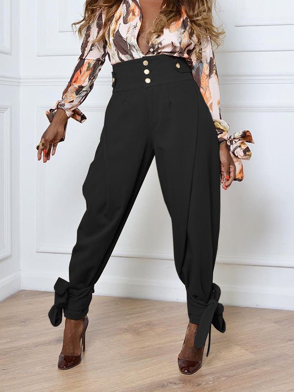 Women's Pants Solid High Waist Single Breasted Cargo Harem Pants - Pants - Instastyled | Online Fashion Free Shipping Clothing, Dresses, Tops, Shoes - 17/09/2022 - 40-50 - bottoms