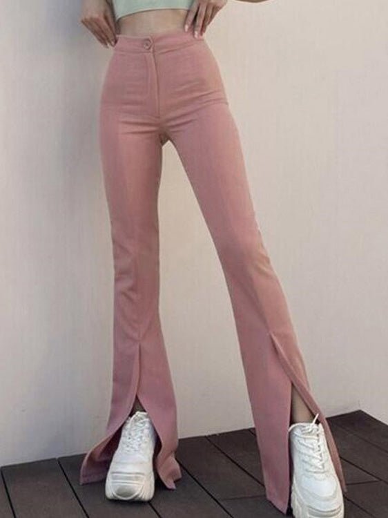 Women's Pants Solid Slim Fit Slit Flared Pants - Pants - Instastyled | Online Fashion Free Shipping Clothing, Dresses, Tops, Shoes - 22/06/2022 - 30-40 - Bottoms