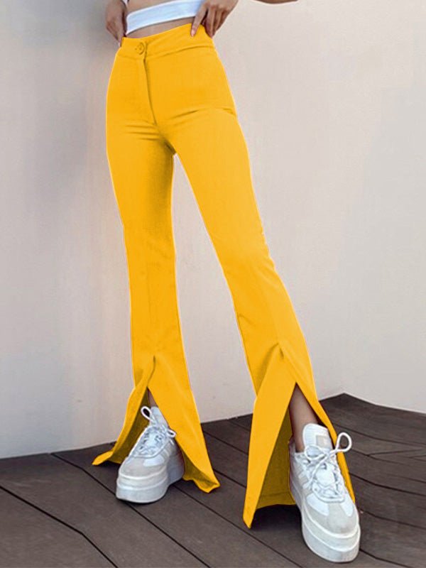 Women's Pants Solid Slim Fit Slit Flared Pants - Pants - Instastyled | Online Fashion Free Shipping Clothing, Dresses, Tops, Shoes - 22/06/2022 - 30-40 - Bottoms