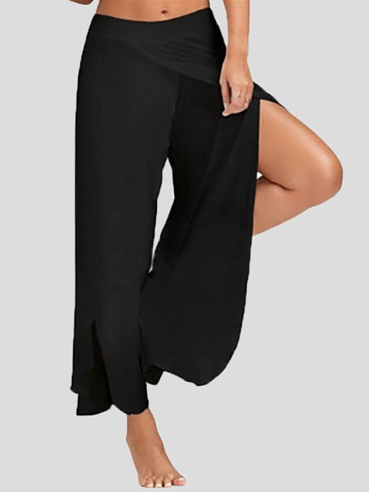 Women's Pants Solid Slit Irregular Wide Leg Pants - Pants - Instastyled | Online Fashion Free Shipping Clothing, Dresses, Tops, Shoes - 01/08/2022 - 20-30 - bottoms