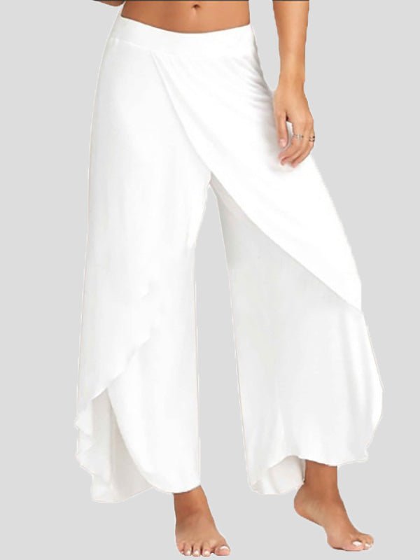 Women's Pants Solid Slit Irregular Wide Leg Pants - Pants - Instastyled | Online Fashion Free Shipping Clothing, Dresses, Tops, Shoes - 01/08/2022 - 20-30 - bottoms