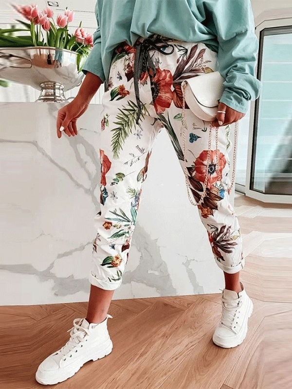 Women's Pants Straight Skull Leaf Print Pocket Stretch Casual Pants - Pants - INS | Online Fashion Free Shipping Clothing, Dresses, Tops, Shoes - 10-20 - 21/10/2021 - Bottom