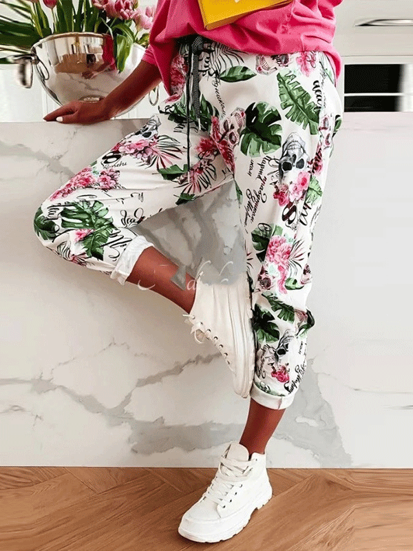 Women's Pants Straight Skull Leaf Print Pocket Stretch Casual Pants - Pants - INS | Online Fashion Free Shipping Clothing, Dresses, Tops, Shoes - 10-20 - 21/10/2021 - Bottom