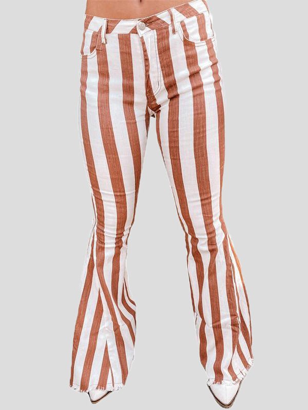 Women's Pants Striped Print Pockets Flared Pants - Pants - Instastyled | Online Fashion Free Shipping Clothing, Dresses, Tops, Shoes - 17/08/2022 - 30-40 - bottoms