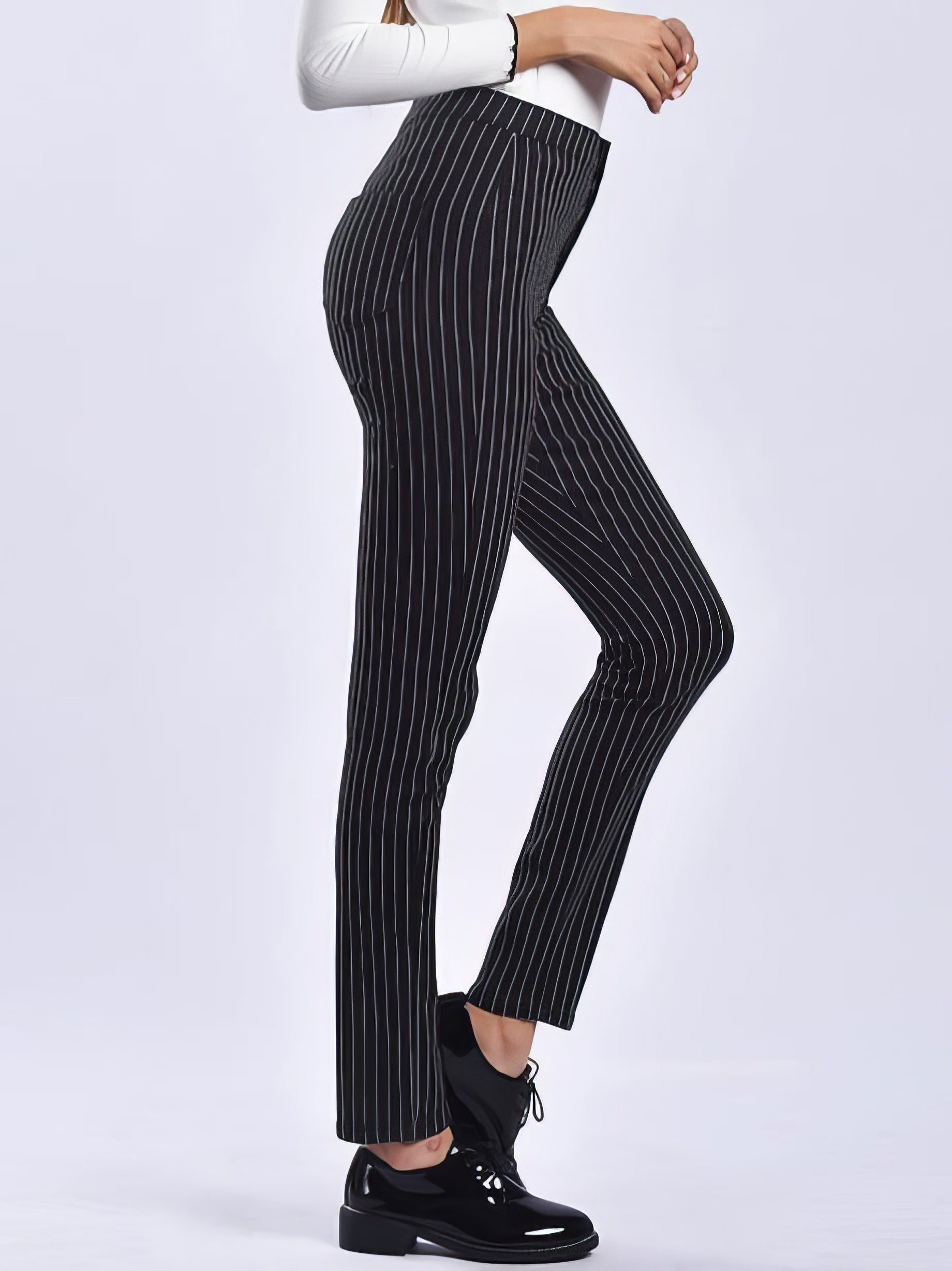 Pants - Striped Print Slim Fit Pants - MsDressly