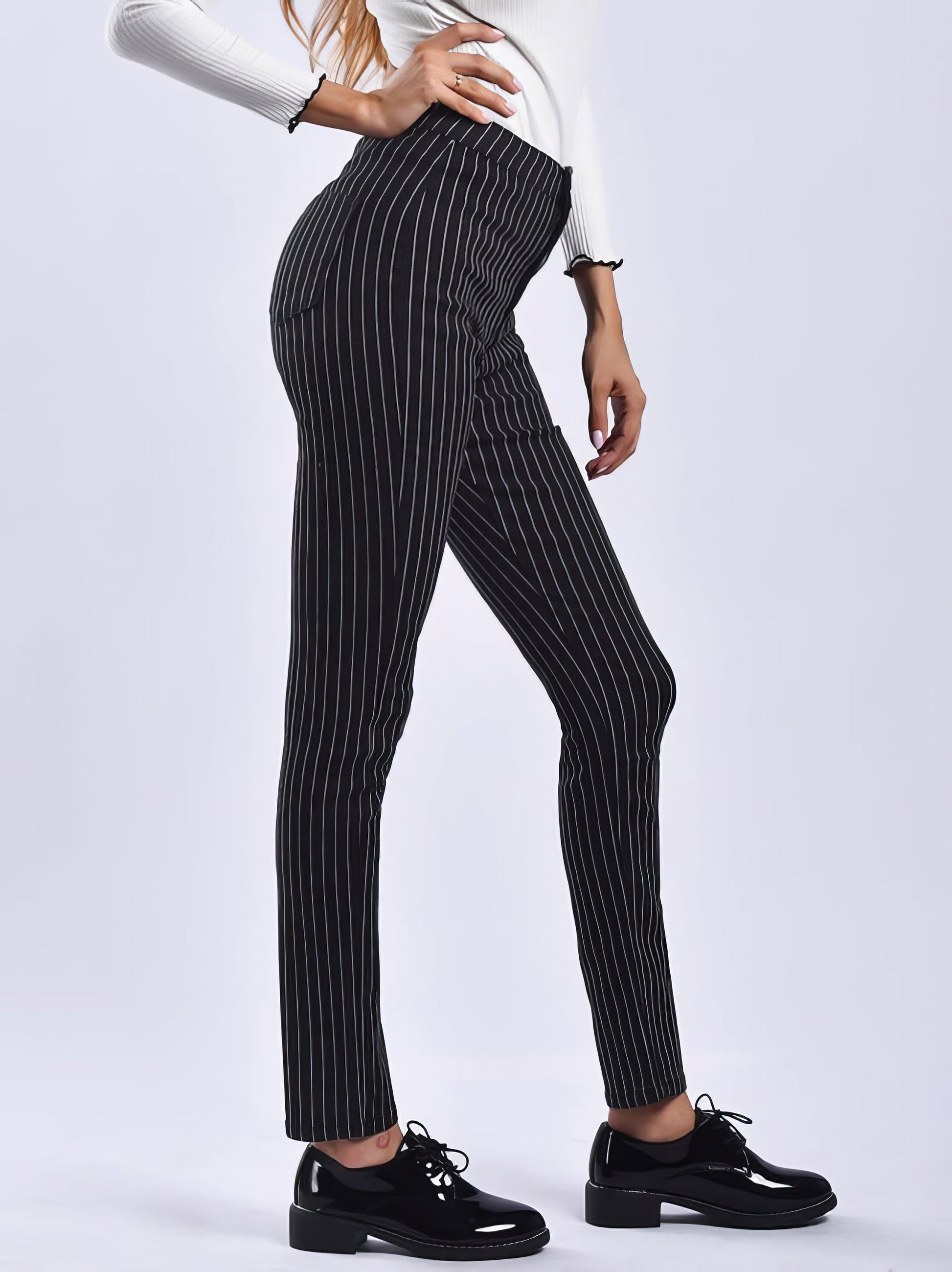 Pants - Striped Print Slim Fit Pants - MsDressly