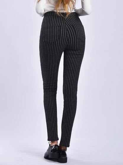 Pants - Striped Print Slim Fit Pants - MsDressly