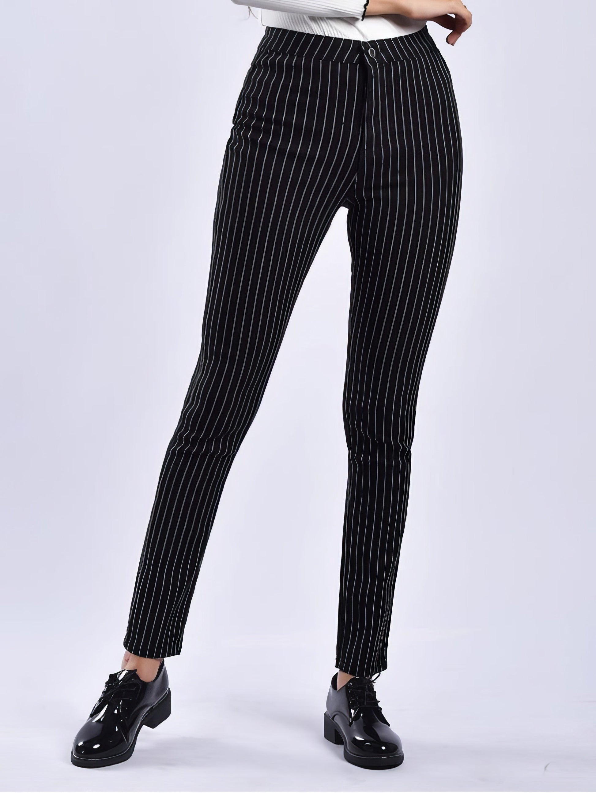 Pants - Striped Print Slim Fit Pants - MsDressly