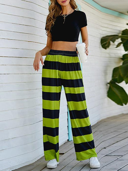 Women's Pants Striped Print Wide-Leg Casual Pants - Pants - INS | Online Fashion Free Shipping Clothing, Dresses, Tops, Shoes - 10-20 - 10/09/2021 - Bottom