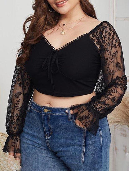 Women's Plus Size Long-sleeved Fashion Top - CURVE+PLUS - INS | Online Fashion Free Shipping Clothing, Dresses, Tops, Shoes - CURVE+PLUS - Mx Curve+Plus -