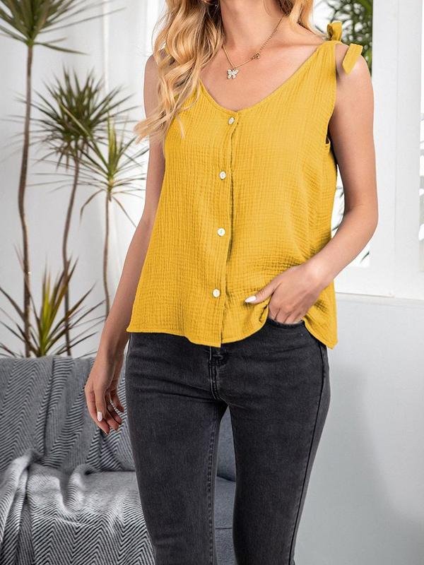 Women's Pure Color V-Neck Sleeveless Tops - Tops - INS | Online Fashion Free Shipping Clothing, Dresses, Tops, Shoes - 01/30/2021 - 2XL - Casual