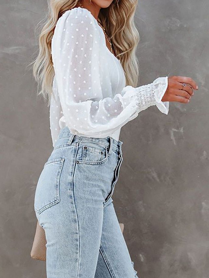 Women's Rompers Jacquard Square Neck Long Sleeve Bodysuit - Rompers - Instastyled | Online Fashion Free Shipping Clothing, Dresses, Tops, Shoes - 25/02/2022 - 30-40 - Bottoms